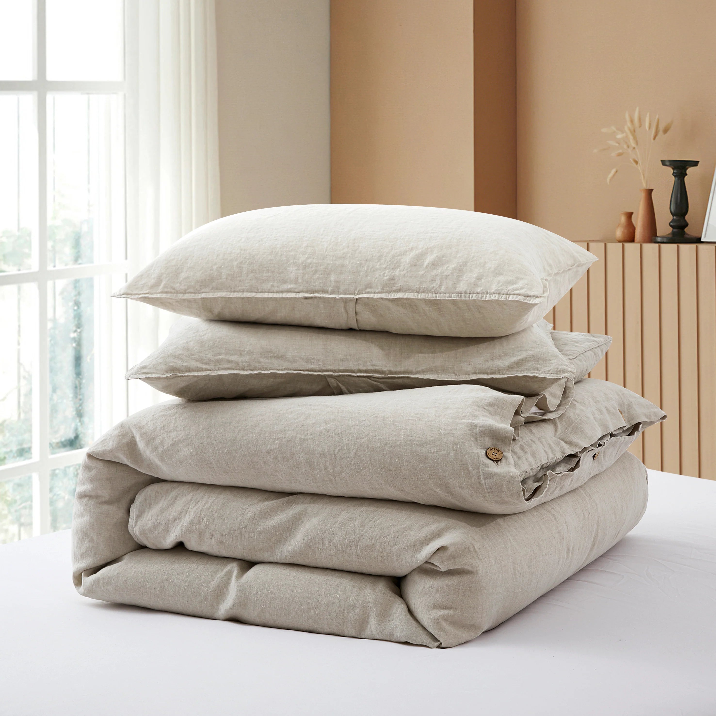 Queen Size Luxury Bedding Bundle: Bespoke French Linen Sheet Set & Duvet Cover Set