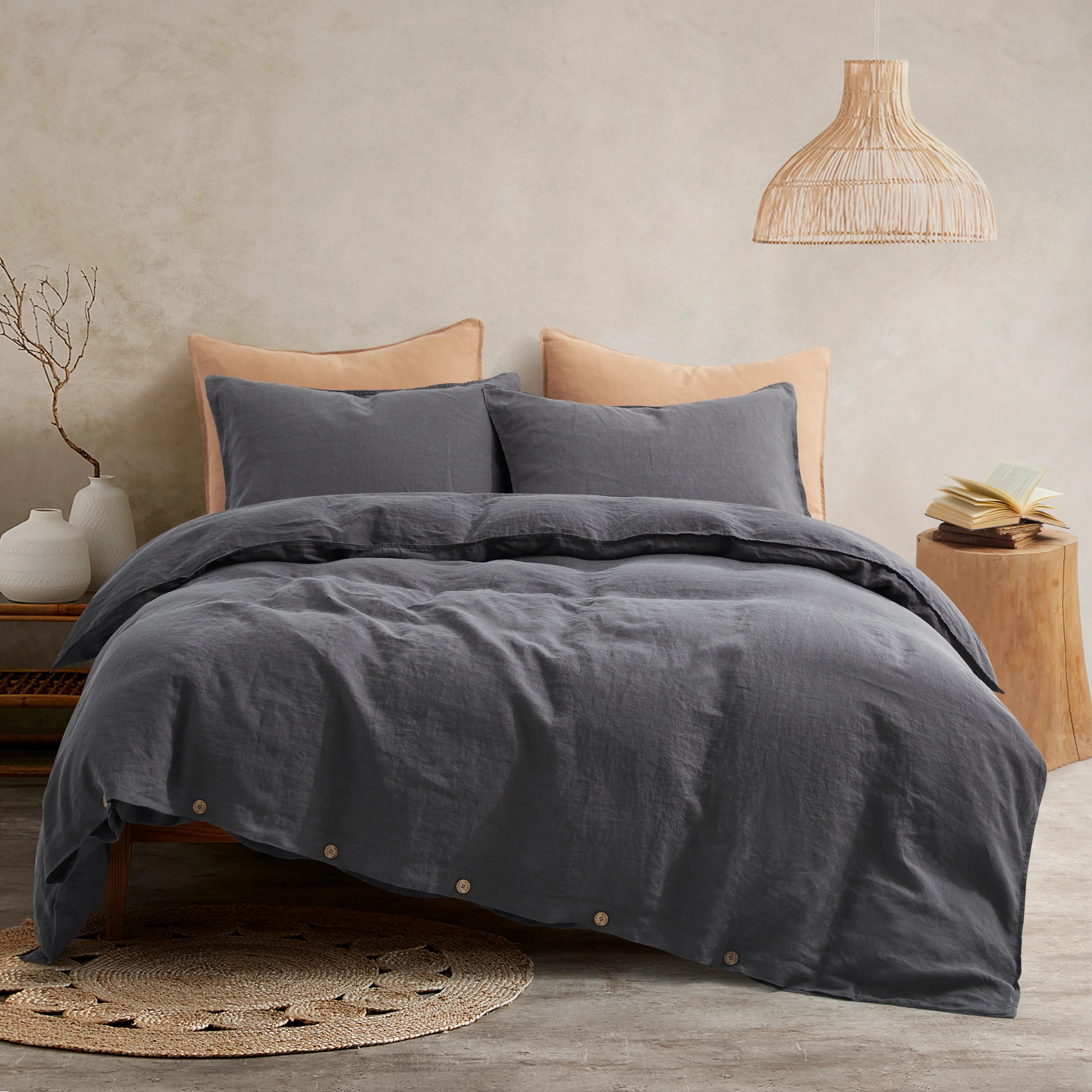 King Size Luxury Bedding Bundle: Bespoke French Linen Sheet Set & Duvet Cover Set