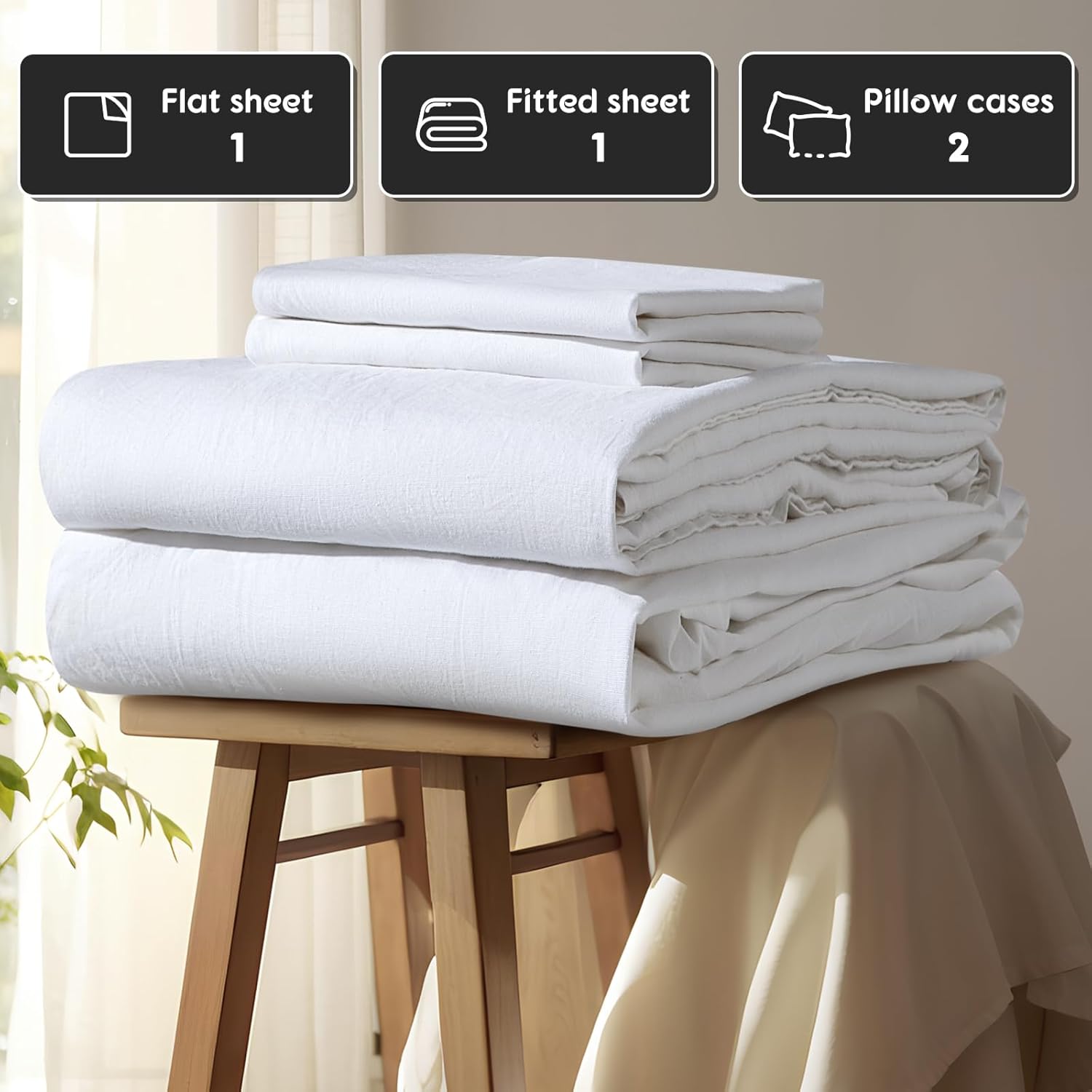 Luxury Bespoke Handcrafted 100% Pure French Linen Sheet Set