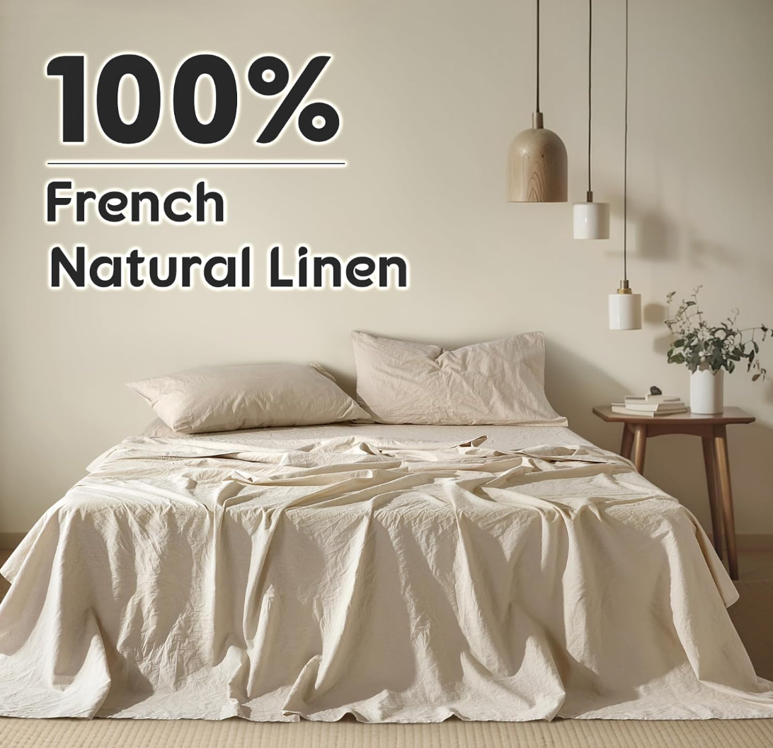 Luxury Bespoke Handcrafted 100% Pure French Linen Sheet Set