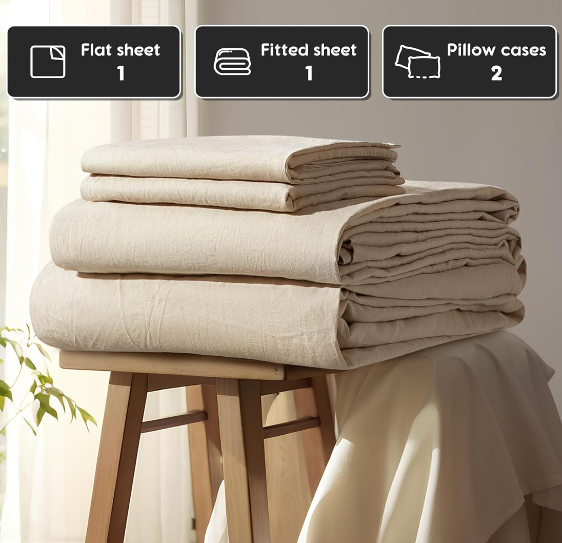 Luxury Bespoke Handcrafted 100% Pure French Linen Sheet Set